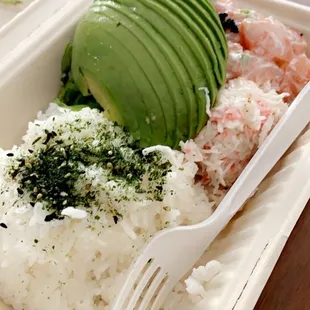 Salmon Poke Bowl w/ Creamy Aioli and avocado