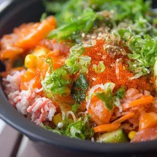 Large salmon with toppings