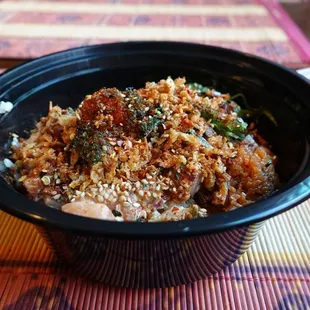 a bowl of food on a table