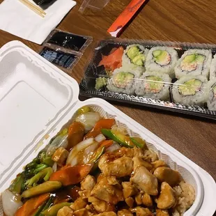 Hibachi Chicken and California Roll