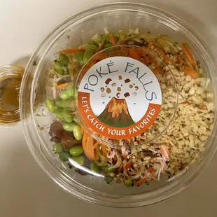 Another beautiful Poke bowl from Poke Falls with sauce on the side!