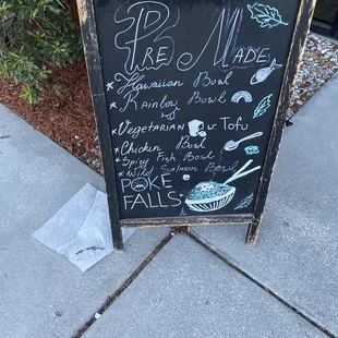 a chalk board with a menu on it
