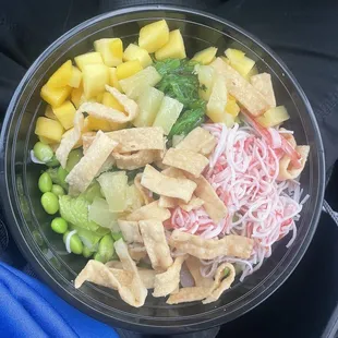 Two Poke Bowl with 2 Proteins (tuna and shrimp are hidden in the toppings