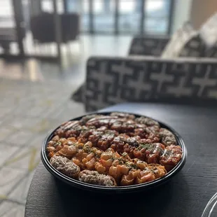 Umami bombs! Spicy shrimp, shiso rice, spicy tuna