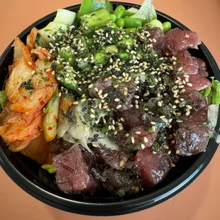 1 choice bowl with Hawaiian style tuna over greens