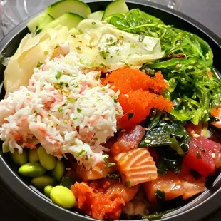 Regular bowl salmon ahi spicy tuna over brown rice
