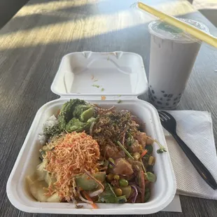 Poke Bowl  Boba Milk Tea