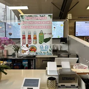Free drinks when you purchase a poke bowl :) very cool