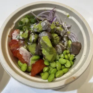 a bowl of food on a table