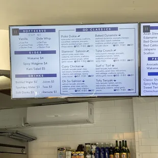 menus on the wall of a restaurant