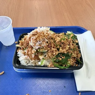 2 Scoop bowl over rice with all my favorite toppings.