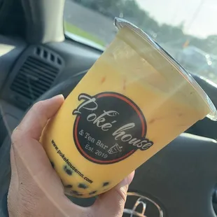 Mango Milk Tea with tapioca boba