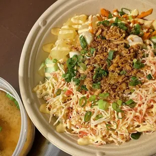 a bowl of noodles and soup