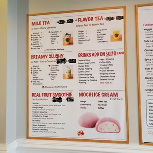 Drinks menu