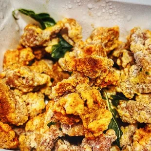 a box of fried cauliflower