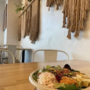 a bowl of food on a table