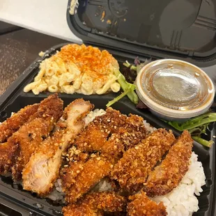 Chicken Katsu Bowl with side of Mac Salad