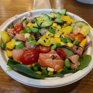 Customized bowl with mixed spring greens