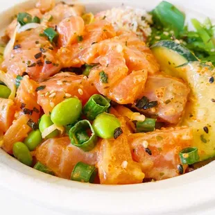 a close up of a bowl of food