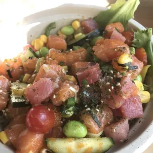 Salmon + Tuna combo. It tastes as good as it looks.