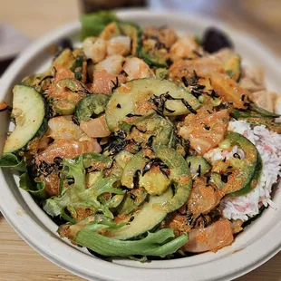 X2 Spicy salmon and shrimp bowl