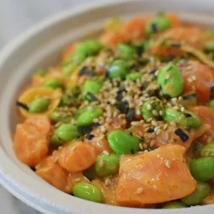 House Salmon Poke Bowl --one of our most popular poke bowls!! Definitely a must-try
