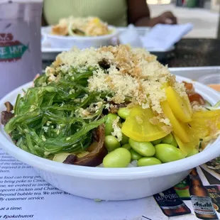 a bowl of food on a table