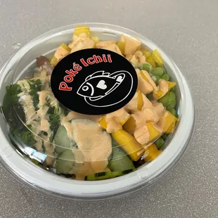a salad in a plastic container
