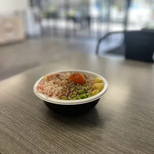 a bowl of food on a table