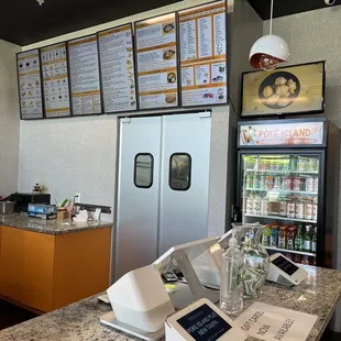 the counter and menus