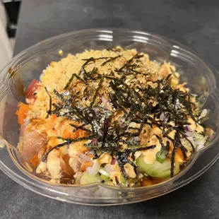 tuna, salmon, yellow tail build your own Large Bowl