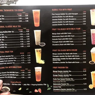 Drinks menu.