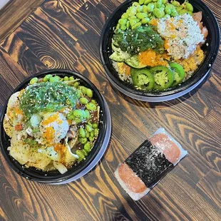 poke and spam musubi
