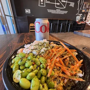 Regular bowl with white rice and some of my favorite fixings.