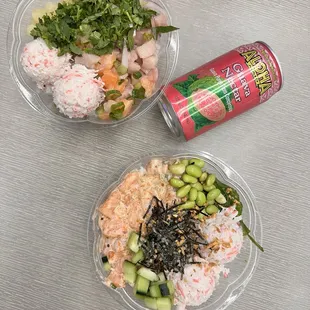Poke bowls and drink