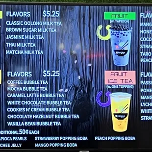 Tea menu