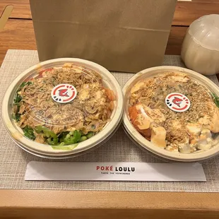 2 To go medium poke bowls.