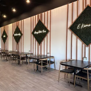 tables and chairs in a restaurant