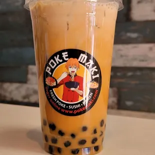 Thai iced tea with boba