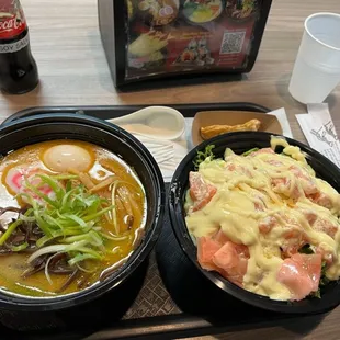 Miso Ramen* and Salmon rice bowl