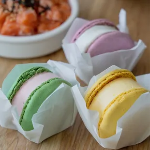 a variety of macarons on a table