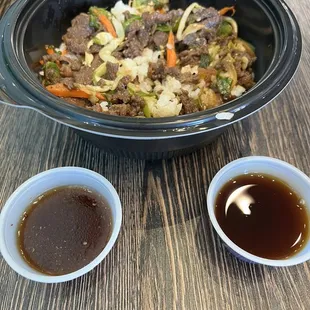 The name is deceiving ... but I love me some bulgogi and rice.