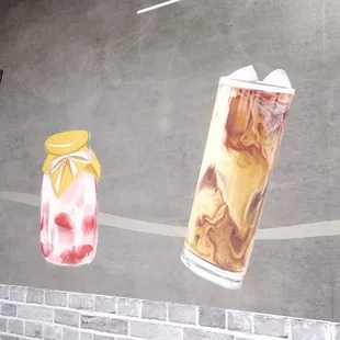 a variety of drinks on a wall