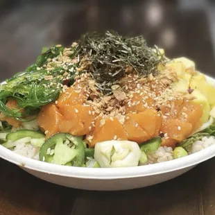 a bowl of food on a table