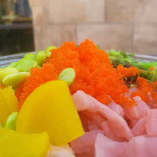 a close up of a bowl of food