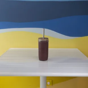 a smoothie on a table