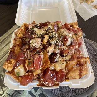 Kamikaze poke nachos $25