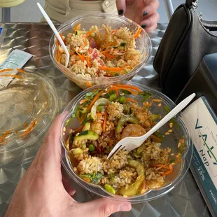 Poke bowls and a green tea