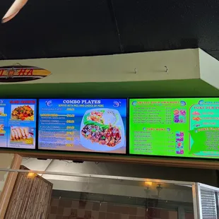 the menus on the wall