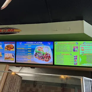 the menus on the wall